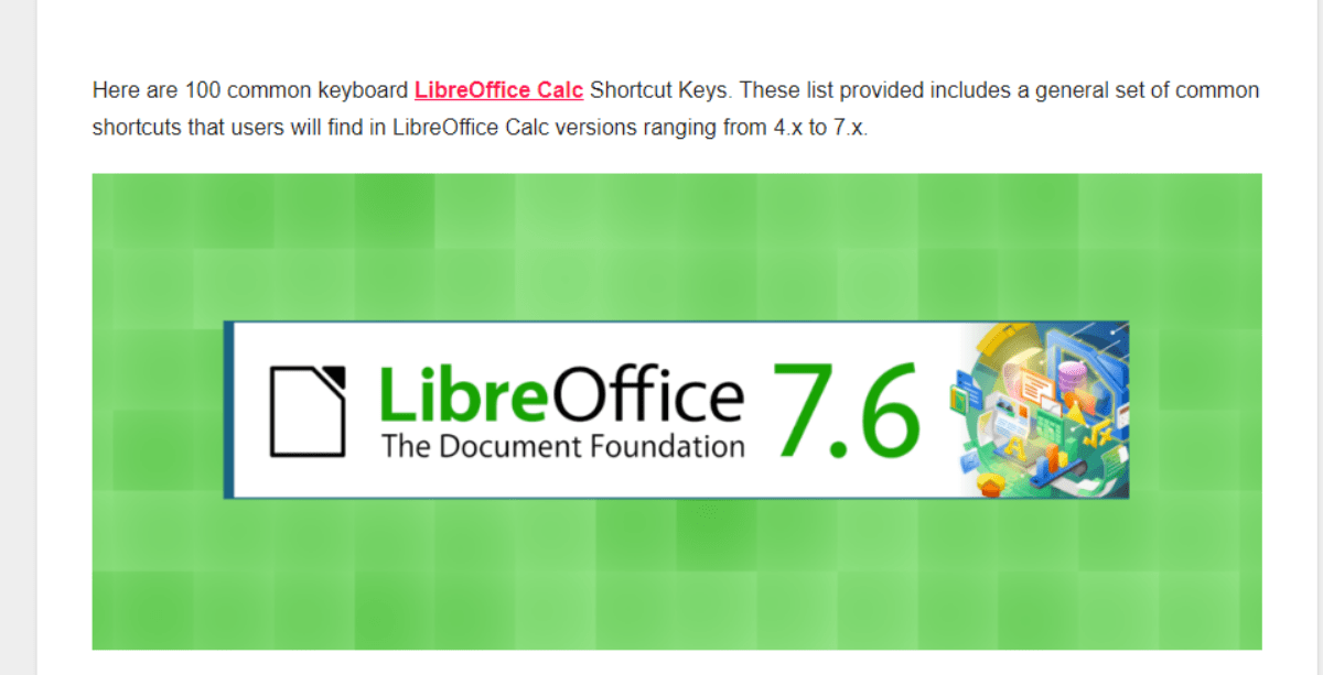 LibreOffice Calc Shortcut Keys