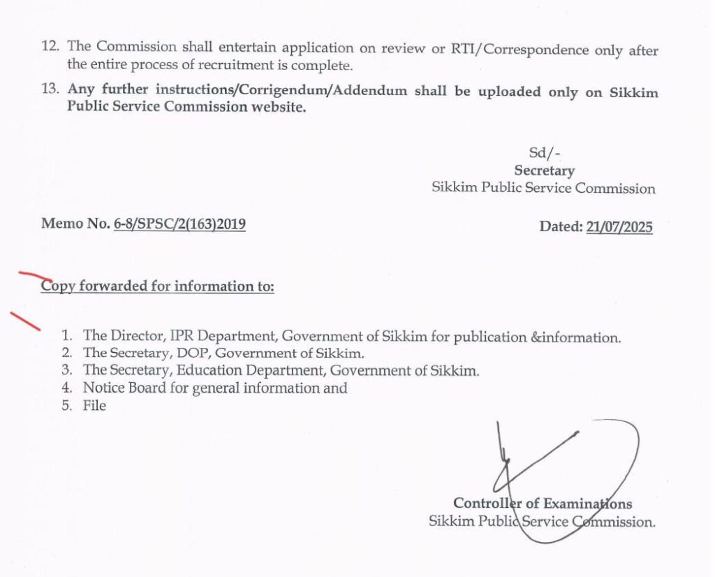 Advertisement for the post of Assistant Professors in Sikkim Government B.Ed College, Soreng- Sikkim Public Service Commission